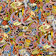 Cartoon hand-drawn doodles on the subject of Design seamless pattern