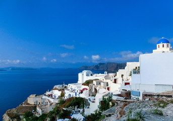View to the sea from Oia village of Santorini island in Greece