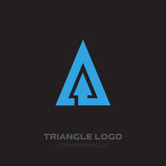 Triangular Business logo with arrow. Vector design element with