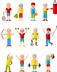 Fototapeta premium Vector illustration sport healthy leisure old african american man.