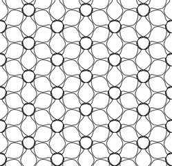 Fototapeta premium Vector modern seamless geometry drawed floral pattern , black and white abstract geometric background, pillow print, monochrome retro texture, hipster fashion design