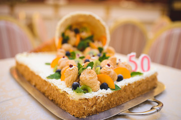 Fruit Cake with Eclairs and Mint