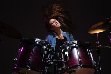 Fototapeta na wymiar Drummer playing the drums