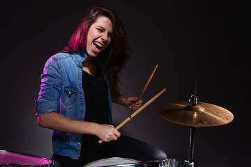 Drummer playing the drums