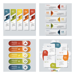 Collection of 4 design colorful presentation template. Vector Background. For your idea and presentation.