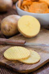 Portion of Rippled Potato Chips