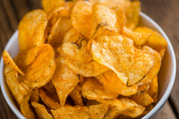 Heap of Chilli Potato Chips (selective focus)