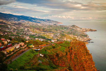 Funchal illuminated by sunset