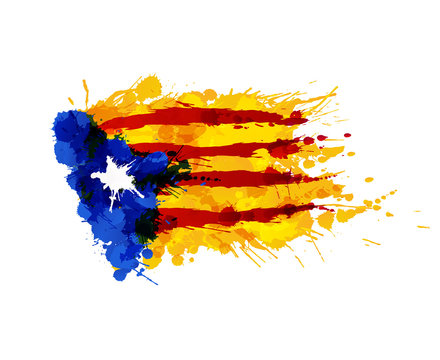 Catalonia Blue Estrelada flag made of colorful splashes