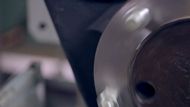 Industrial part of engine movement: steel circle with moving. HD.