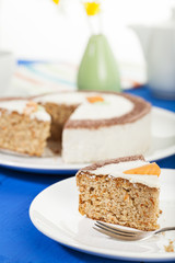 Carrot cake on coffee table