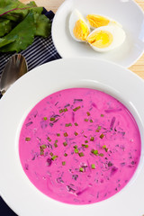 Cold soup with beet leaves