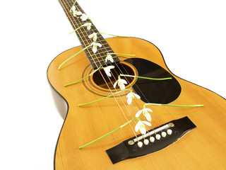 Fototapeta premium lily of the valley on guitar strings