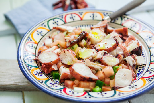 octopus salad on bowl