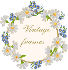 Naklejka na ściany i meble Round frame in vintage style with flowers.