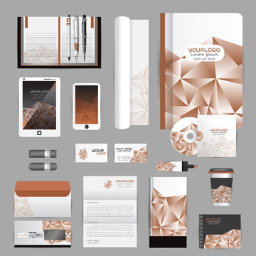 White identity template with origami elements. Vector company st