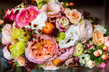 Colorful bouquet of the bride