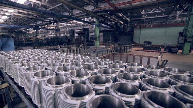 Metal product on a idustrial warehouse. HD.