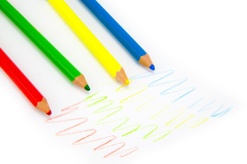 Colour pencils isolated on white background
