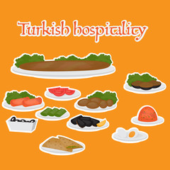 Turkish hospitality Common main and side dishes, desserts. Traditional food  of Turkish cuisine.