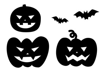 Obraz premium ハロウィン カボチャとコウモリ
