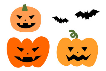 ハロウィン　カボチャとコウモリ