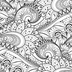 Vector Seamless Monochrome Floral Pattern