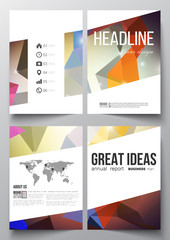 Set of business templates for brochure, magazine, flyer, booklet or annual report. Abstract colorful polygonal background, modern stylish triangle vector texture