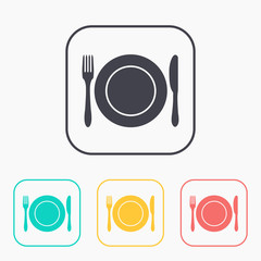 kitchen icon of dish, fork and knife
