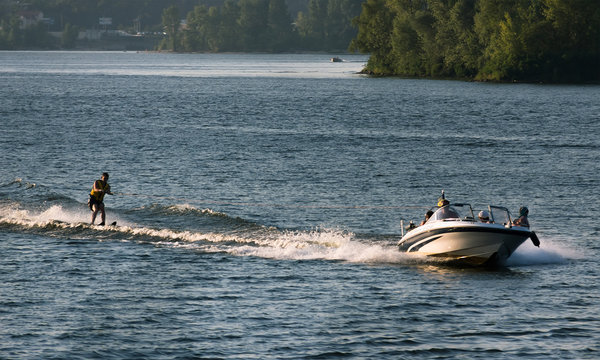 Water Skiing In River Dnipro