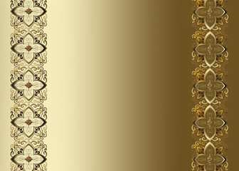 gold background with a border of floral pattern with copy space