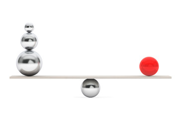 Chrome Balancing Balls over Wooden Board