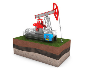 Oil Jack Pump over Ground with Grass © doomu