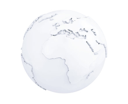White and Blank Earth Planet Globe