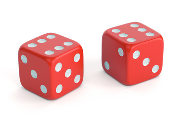 Red dices with number 6