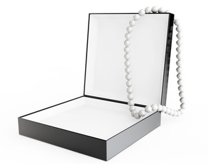 White Pearl Necklace over Black Box