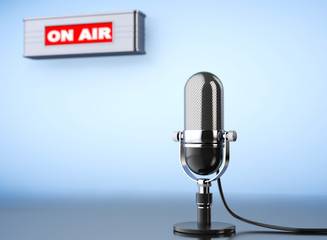 On Air Sign with Vintage Microphone