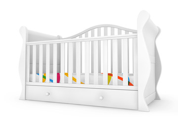 White Baby Bed. 3d rendering