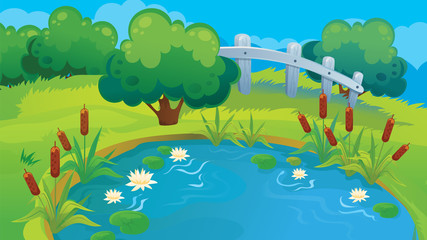 Obraz premium Country Background Of Pond