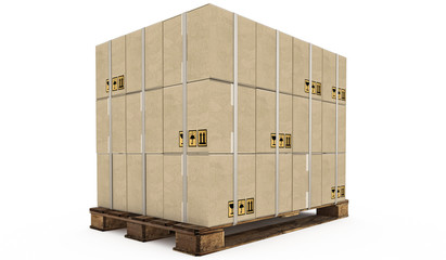 Cardboard boxes on wooden palette