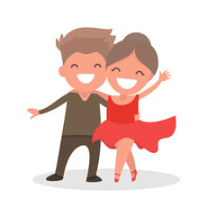 Speech by children in competitions in sport dancing. Vector illu