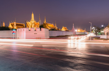 Wat Phra Kaew, The Temple of Emerald Buddha at night in Bangkok, Thailand