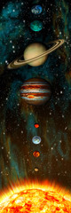 Fototapeta na wymiar Solar System vertical panorama, ultra-wide 