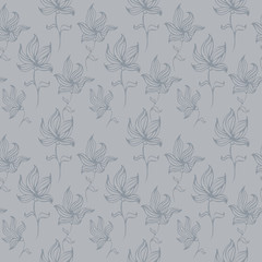 Colorful cute floral set with doodle flowers. Spring or summer design seamless pattern