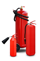 Fire extinguishers of various sizes