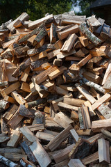 Pile of firewood in the country