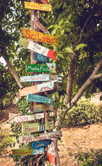 Funny directions signpost