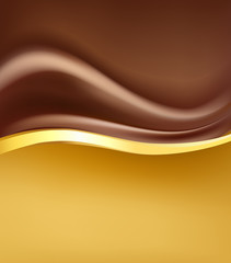 chocolate creamy abstract background with gold border