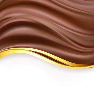 creamy chocolate with golden border over white background. sweet