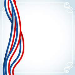 french ribbons flag abstract background with white frame. vector